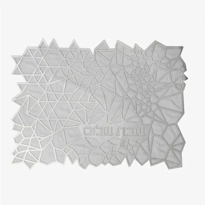 Geometric Challah Cover - Silver image