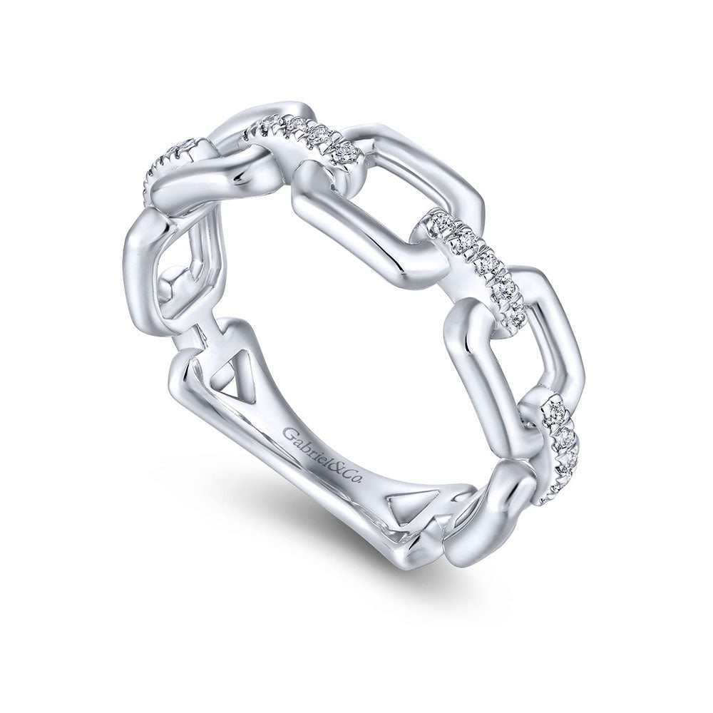 14K Link Ring with Diamonds image 2