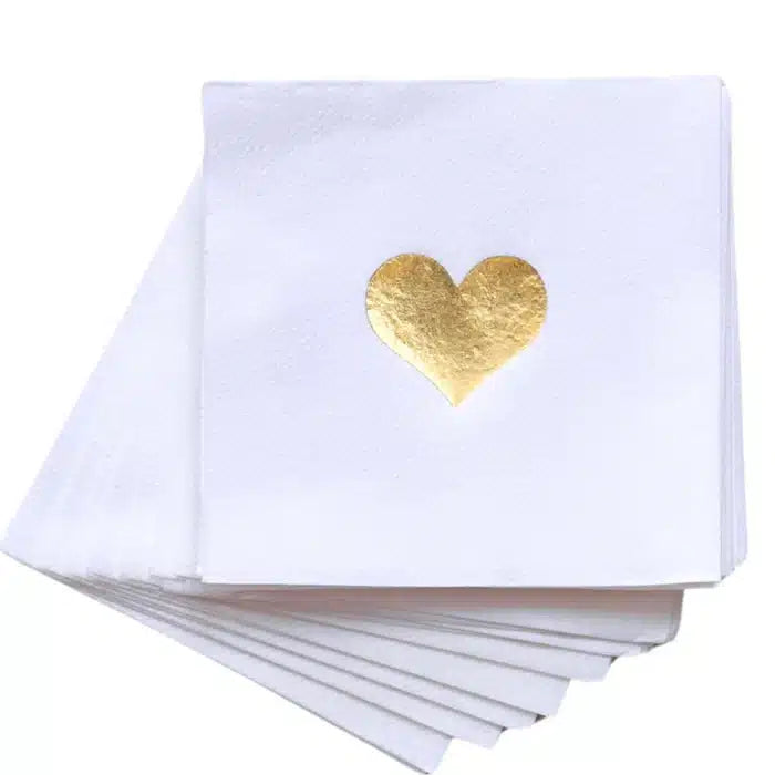 Heart Cocktail Napkins - Gold image