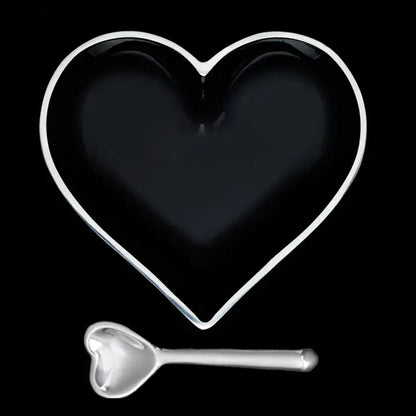 Heart Dish with Spoon - Black image