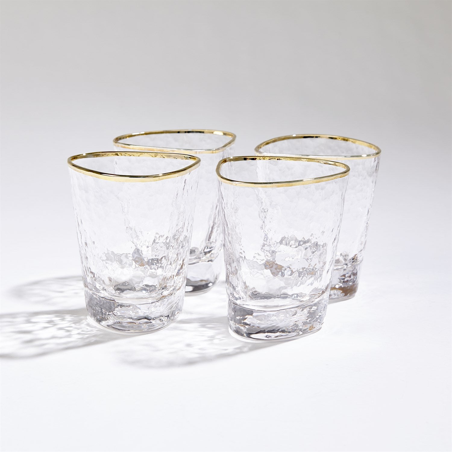 Hammered Water Glass with Gold Rim image 0