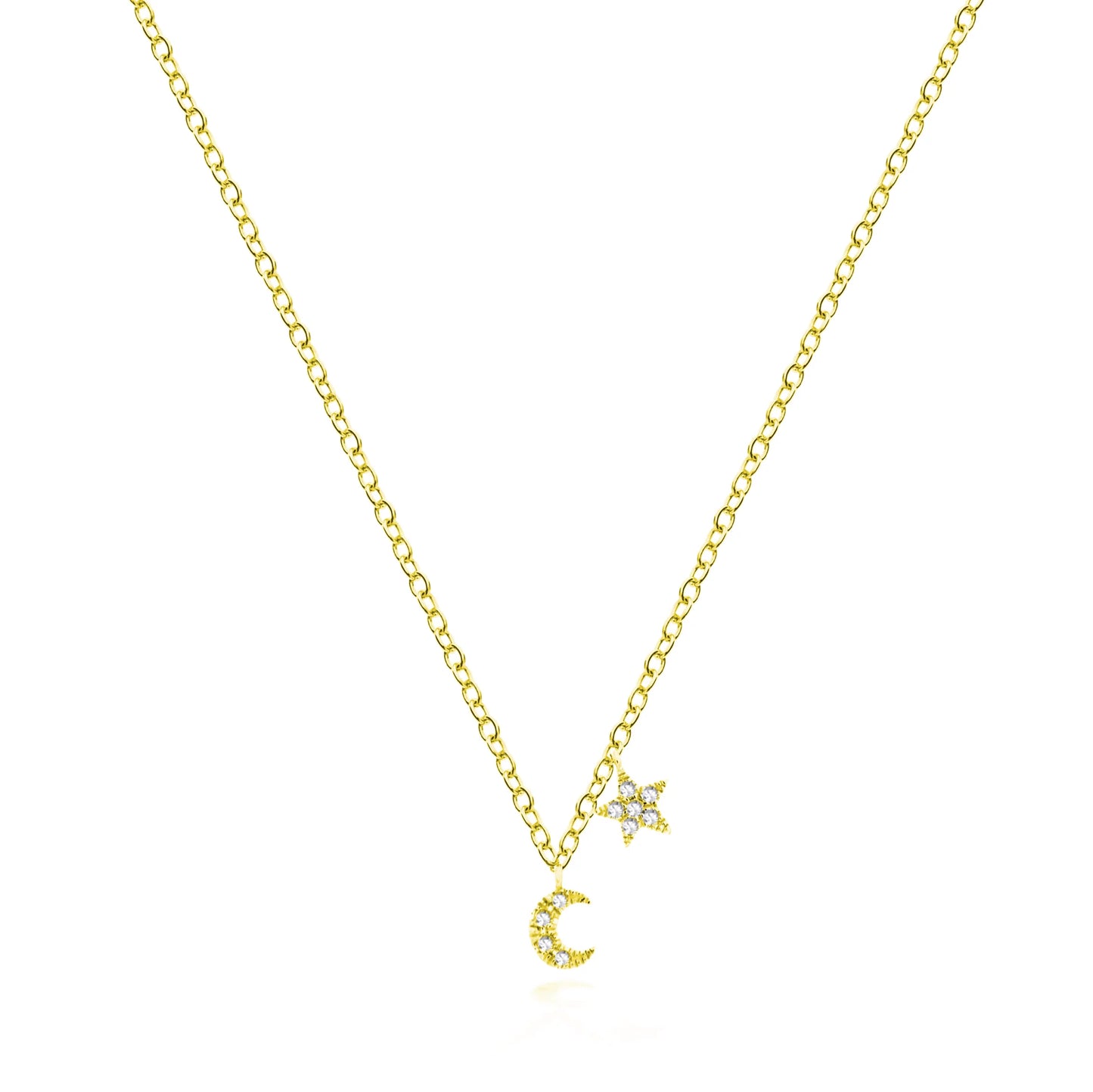 14K YG Mini Moon and Star Necklace image 0