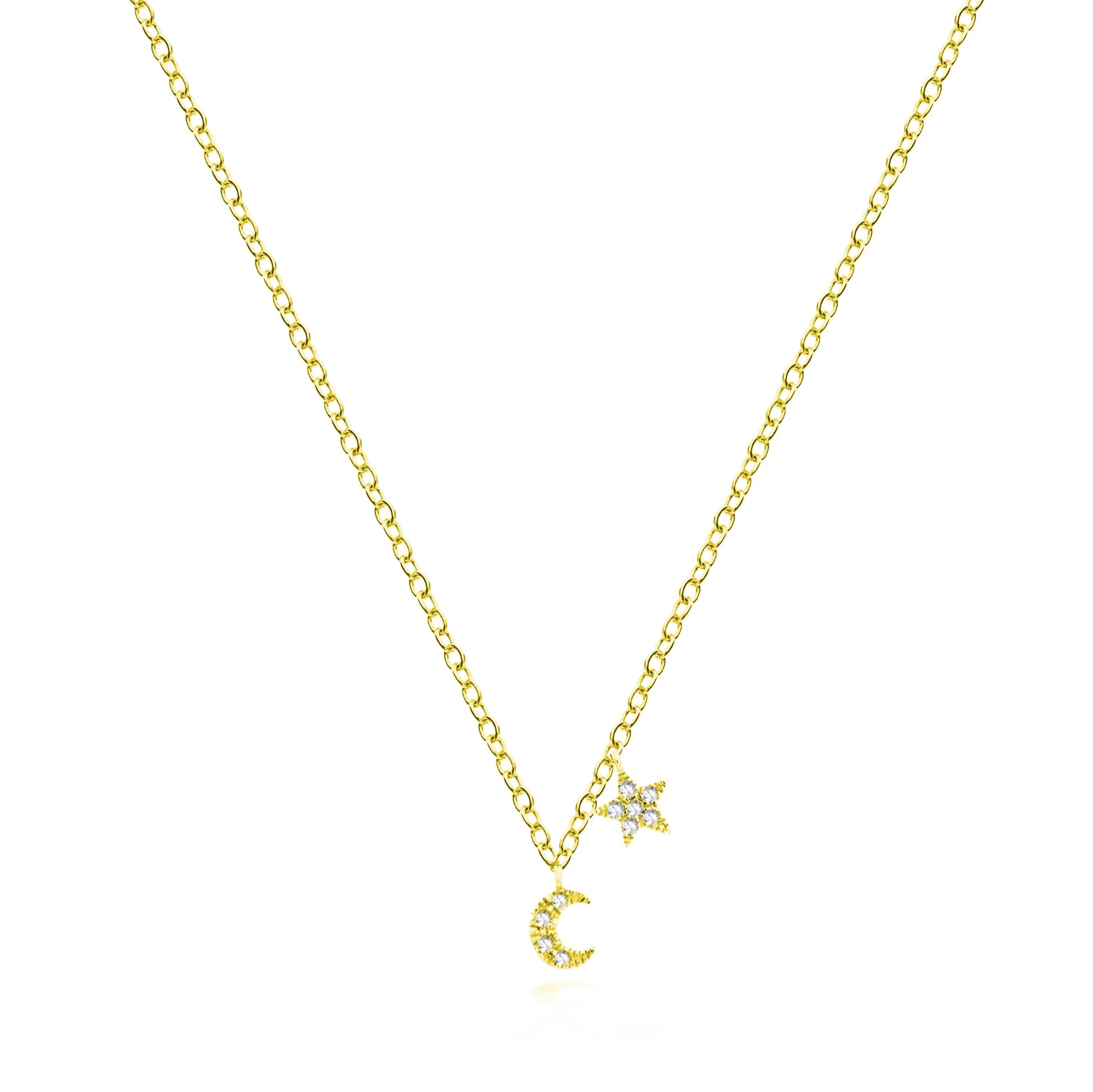 14K YG Mini Moon and Star Necklace image 0
