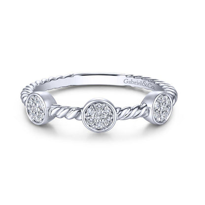 14K Rope Band with Diamonds - white gold image