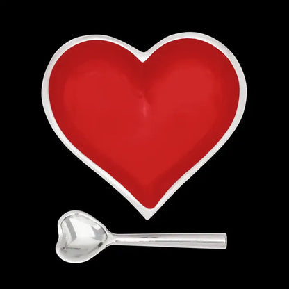 Heart Dish with Spoon - Red image