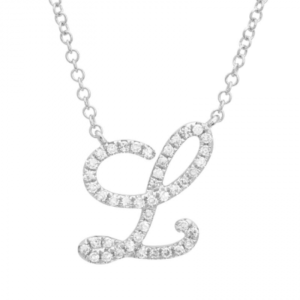 14K Diamond Script Necklace image 0