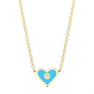 14k Yellow Gold Heart Enamel Necklace image 0