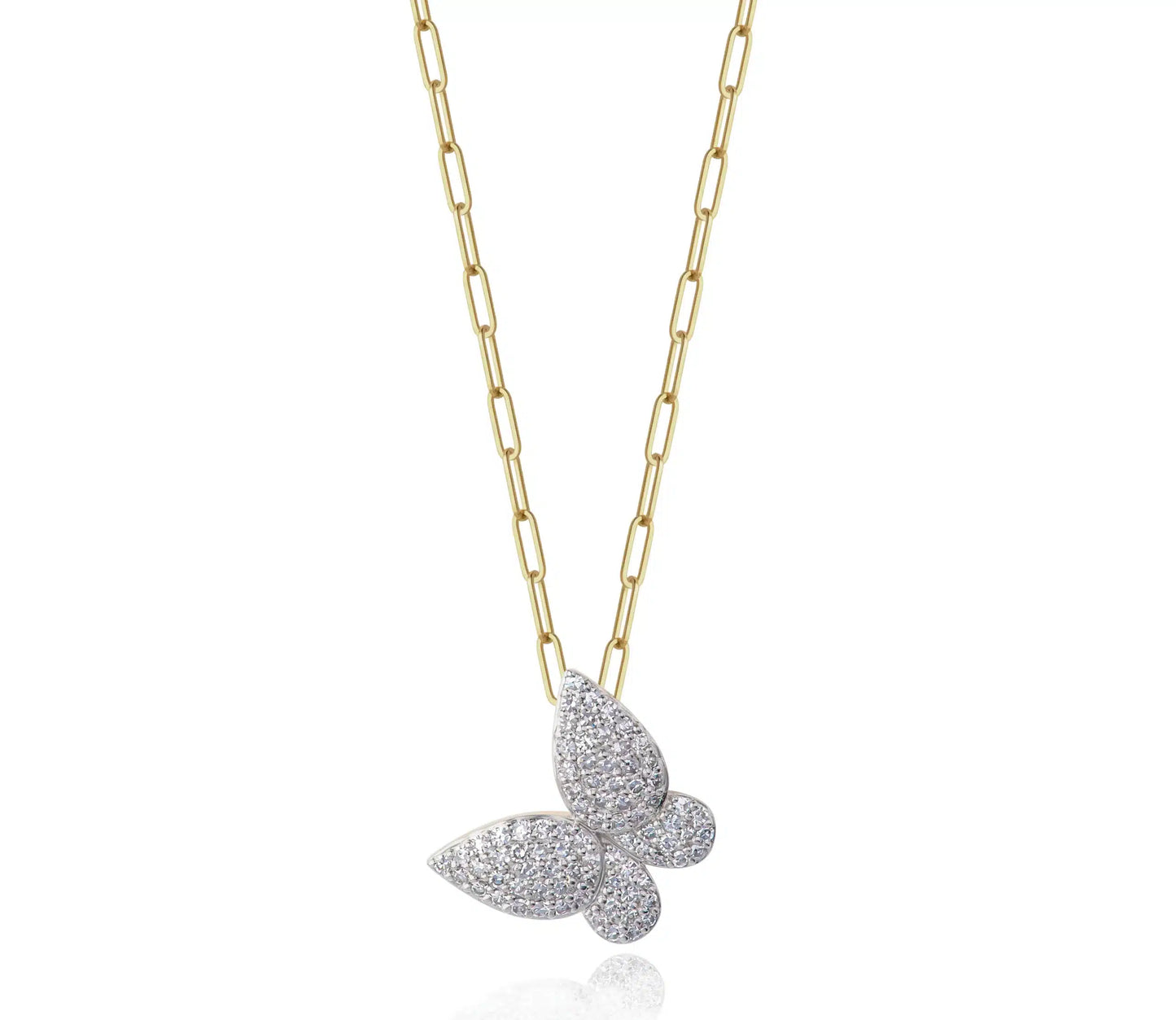 14K Gold Medium Butterfly Diamond Necklace image 0