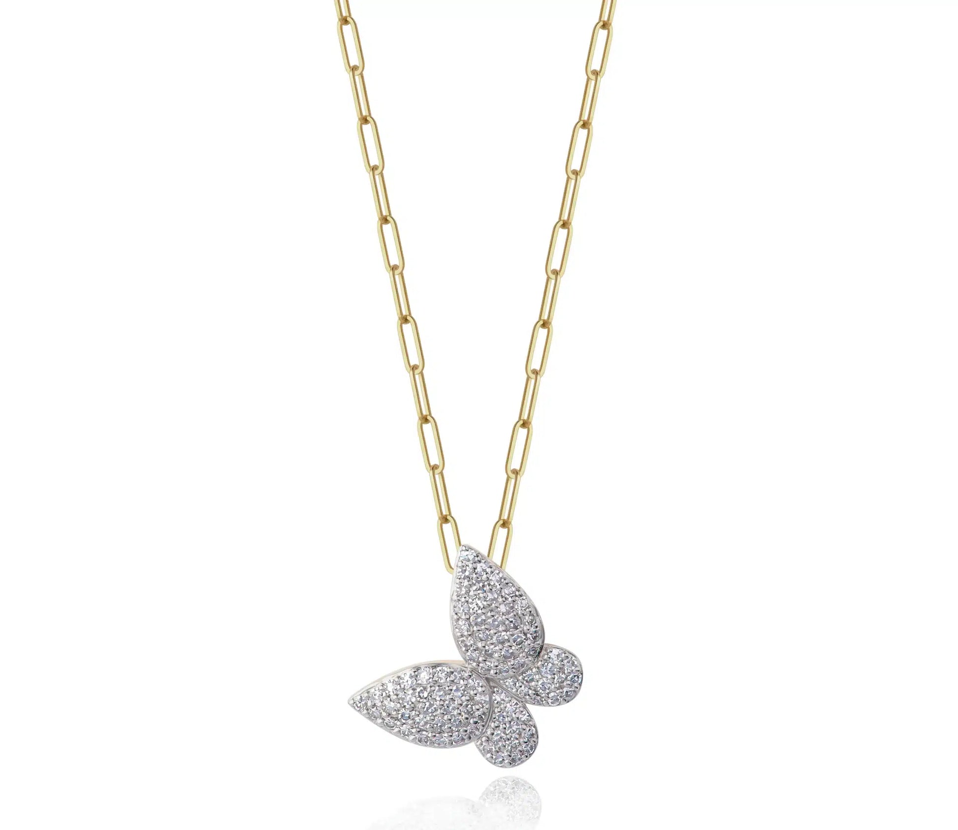 14K Gold Medium Butterfly Diamond Necklace image 0