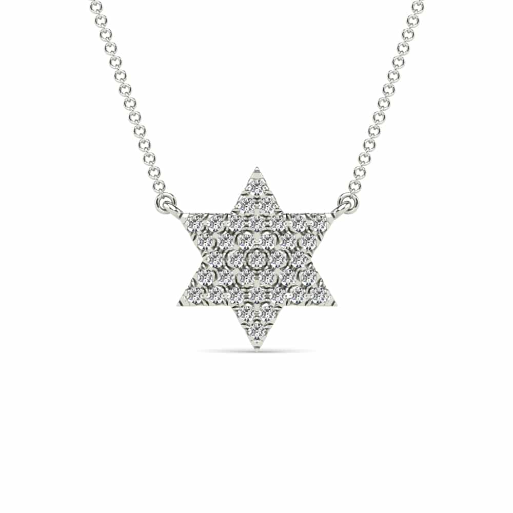 14K White Gold Diamond Pavé Star of David Necklace image 0