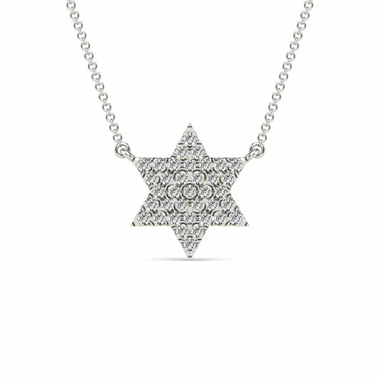 14K White Gold Diamond Pavé Star of David Necklace image 0