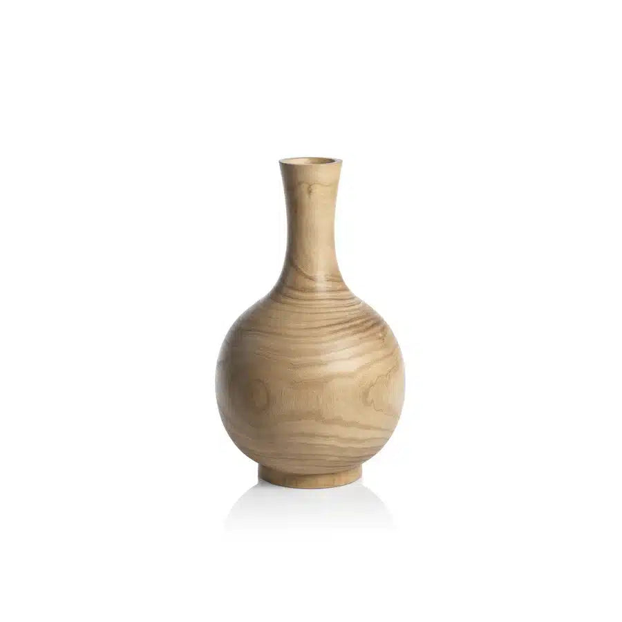 Artisanal Paulownia Wood Vase - Small image