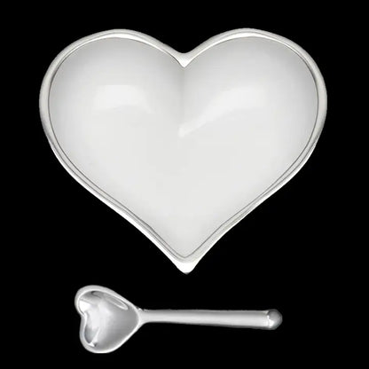 Heart Dish with Spoon - White image
