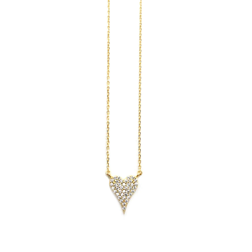 Pave Heart Necklace - Yellow Gold image 0