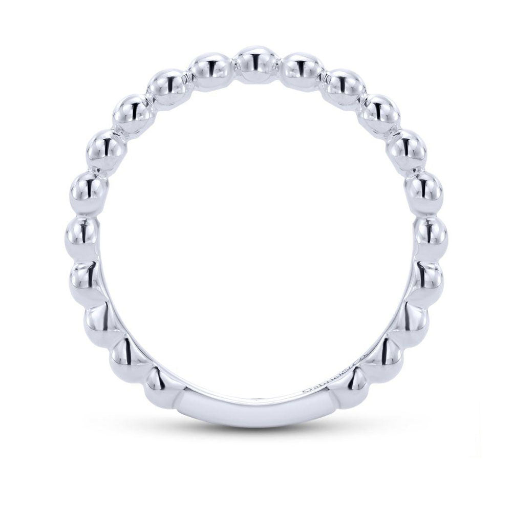 14K White Gold Beaded Band image 1