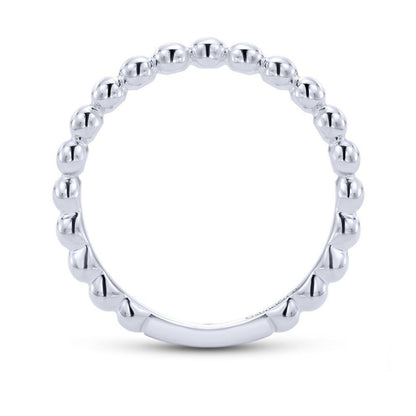 14K White Gold Beaded Band image 1
