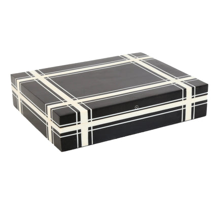 Black and White Plaid Bone Box - Large image