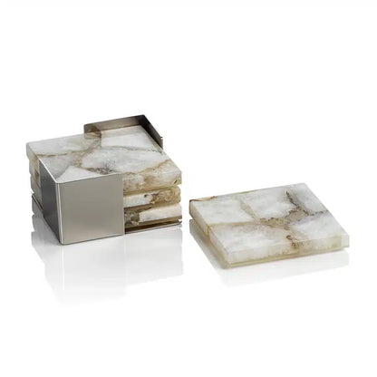 Stone Coasters - Taupe/White image