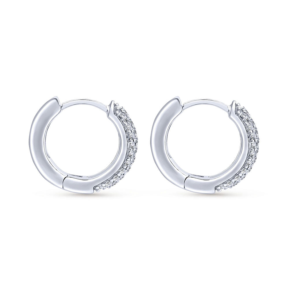 14K Pave Diamond Hoops image 1