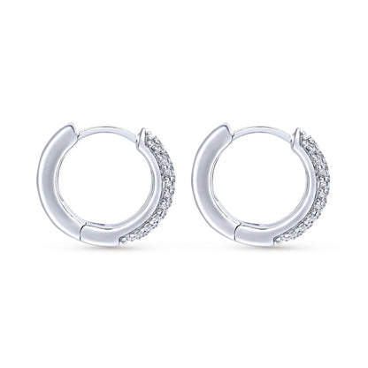 14K Pave Diamond Hoops image 1
