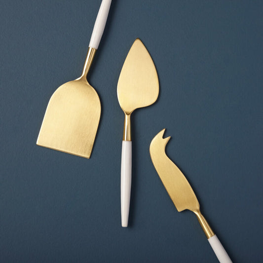 White & Gold Cheese Tool Set image 0