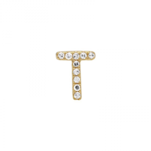 14k Yellow Gold Initial Diamond Stud Earrings / Sold As A Single image 0