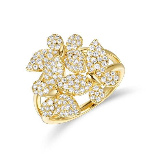 14K Yellow Gold 3 Butterfly Diamond Ring image 0