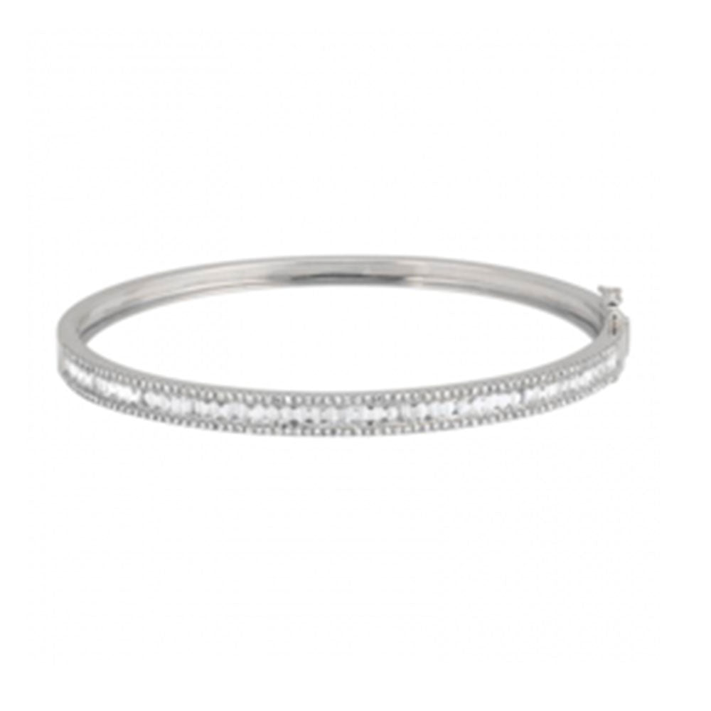 14K Diamond Baguette Bangle Bracelet image 0