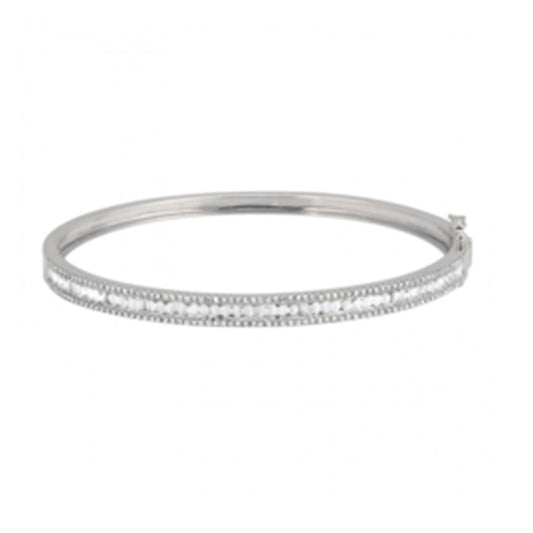 14K Diamond Baguette Bangle Bracelet image 0