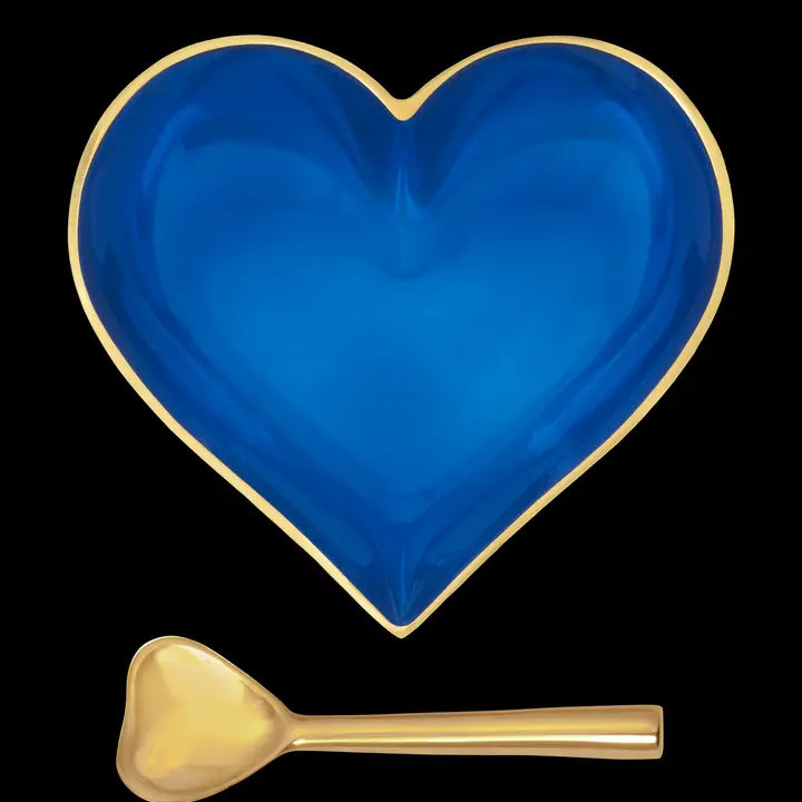 Heart Dish with Spoon - Gold & Sapphire image