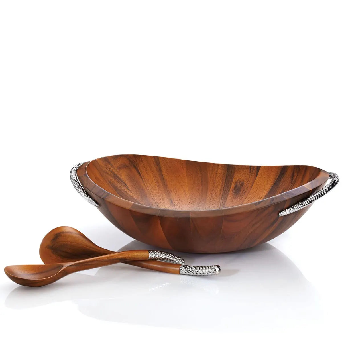 Nambe' Acacia Braid Salad Bowl with Servers