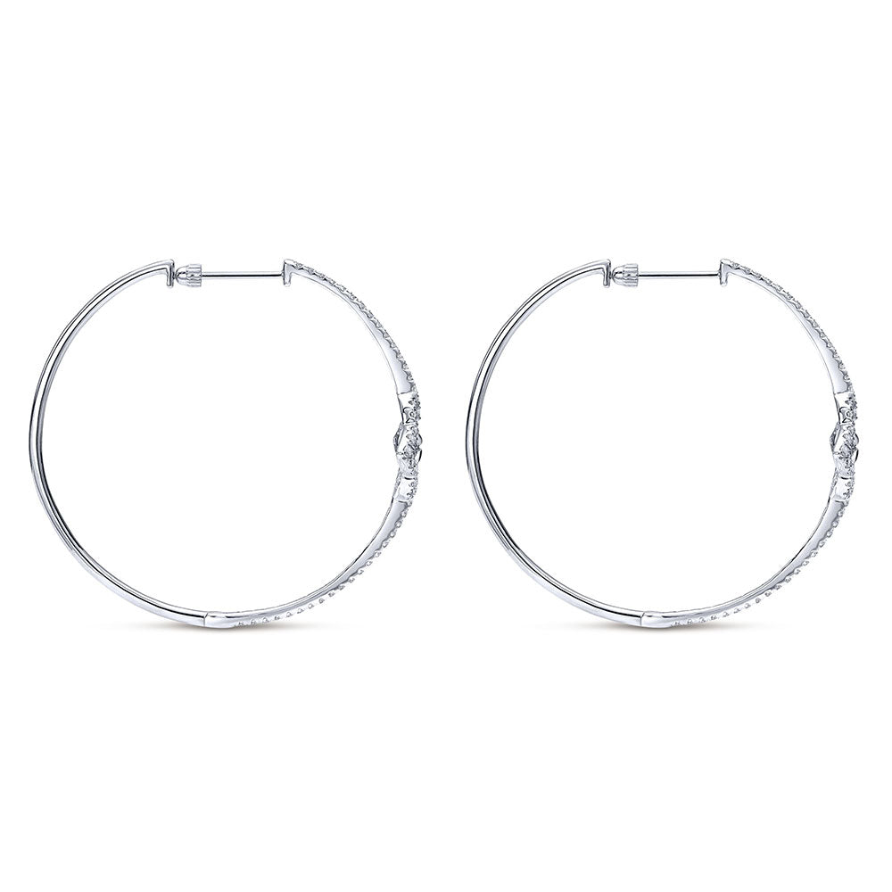 14K Diamond Clover Hoops image 1