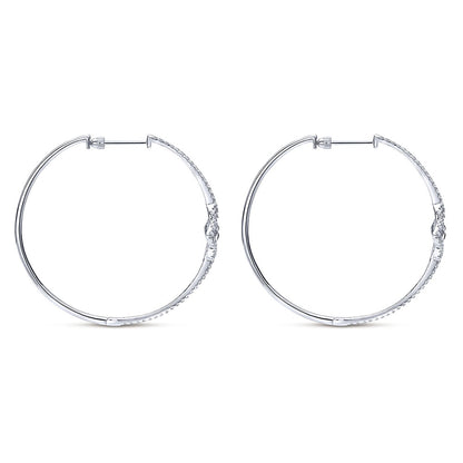 14K Diamond Clover Hoops image 1