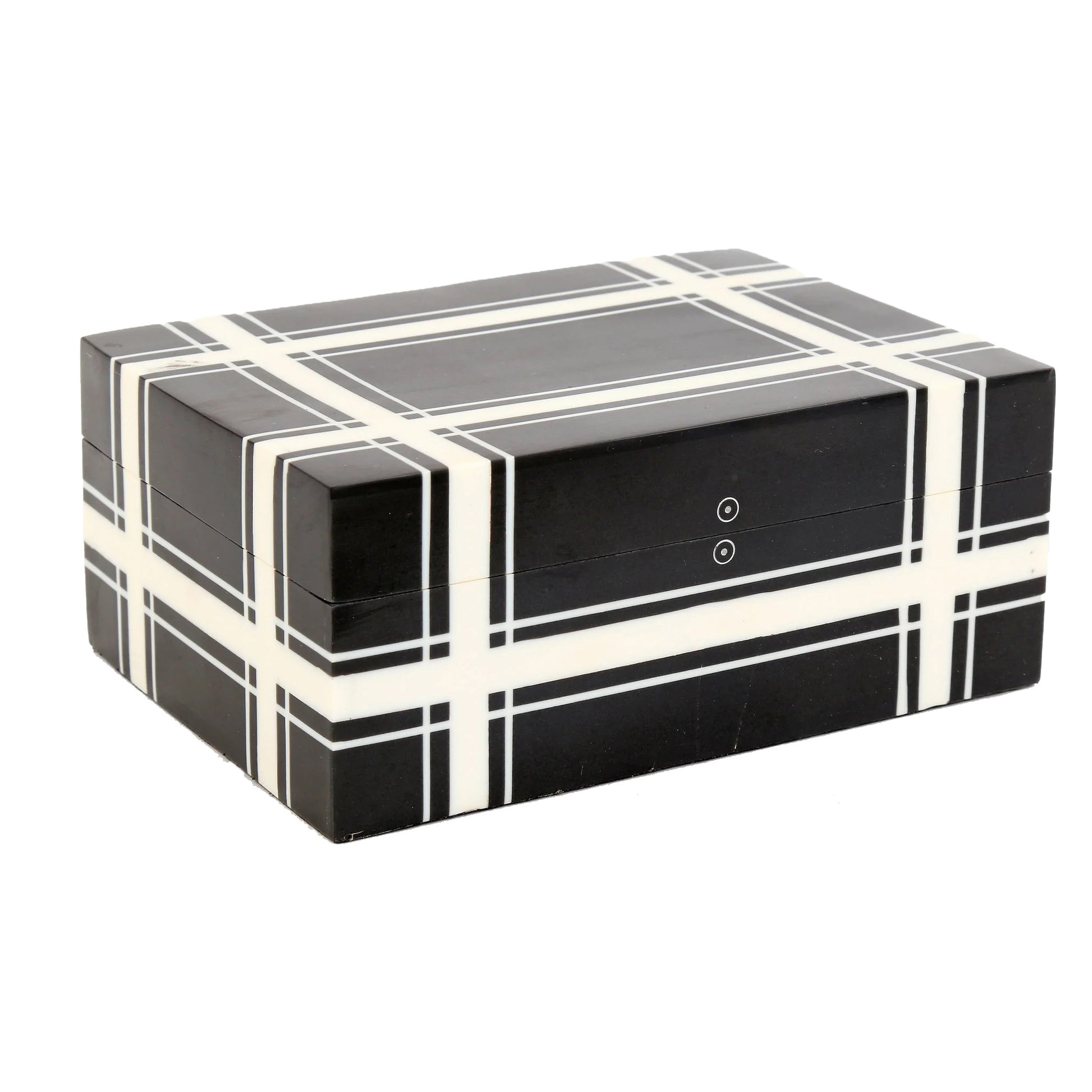 Black and White Plaid Bone Box - Medium image