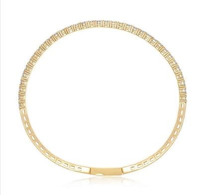 14K Yellow Gold Flexible Diamond Bangle image 1