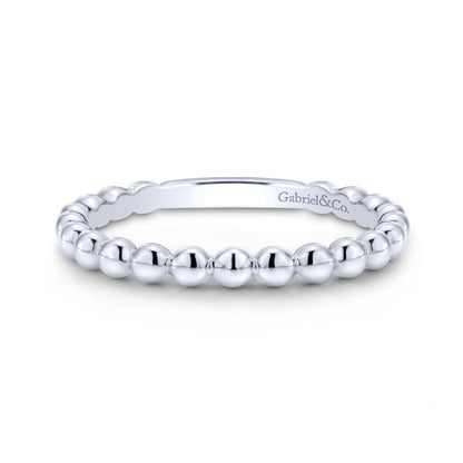 14K White Gold Beaded Band image 0