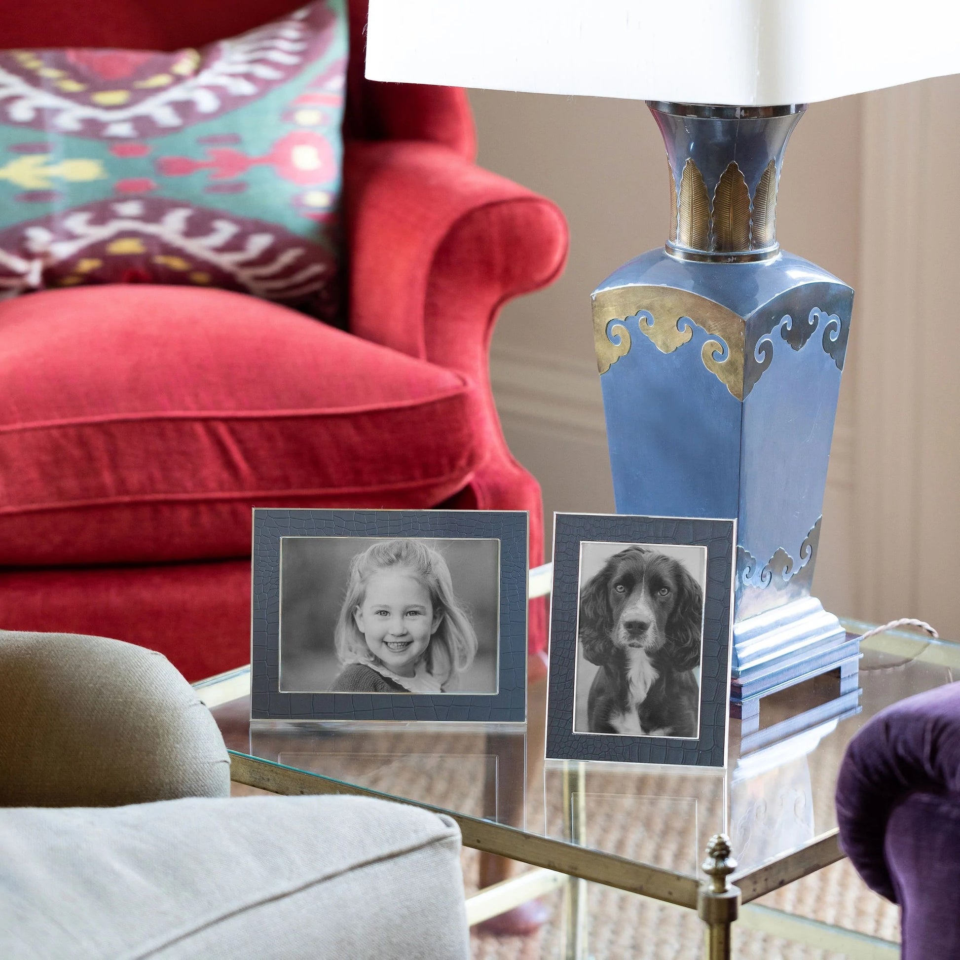 Addison Ross Blue Croc & Silver Frame image 1