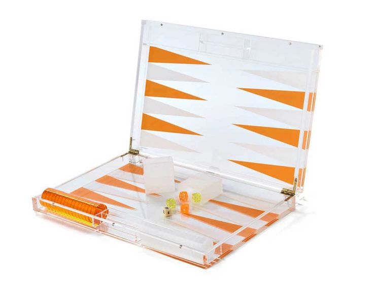 Tizo Acrylic Backgammon - Black/White - Orange image