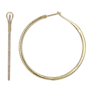 14k Yellow Gold Diamond Hoop Earrings image 0