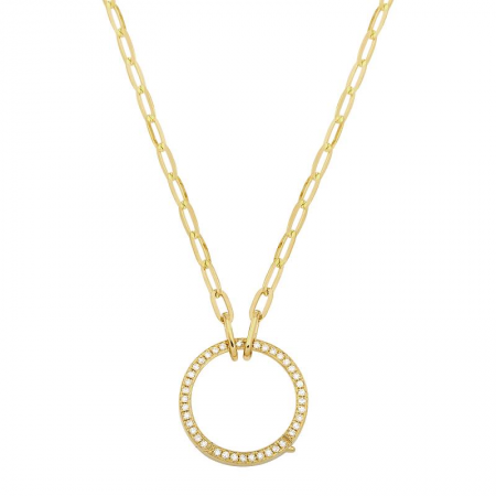 14k Yellow Gold Circle Special Clousure Diamond Necklace image 0