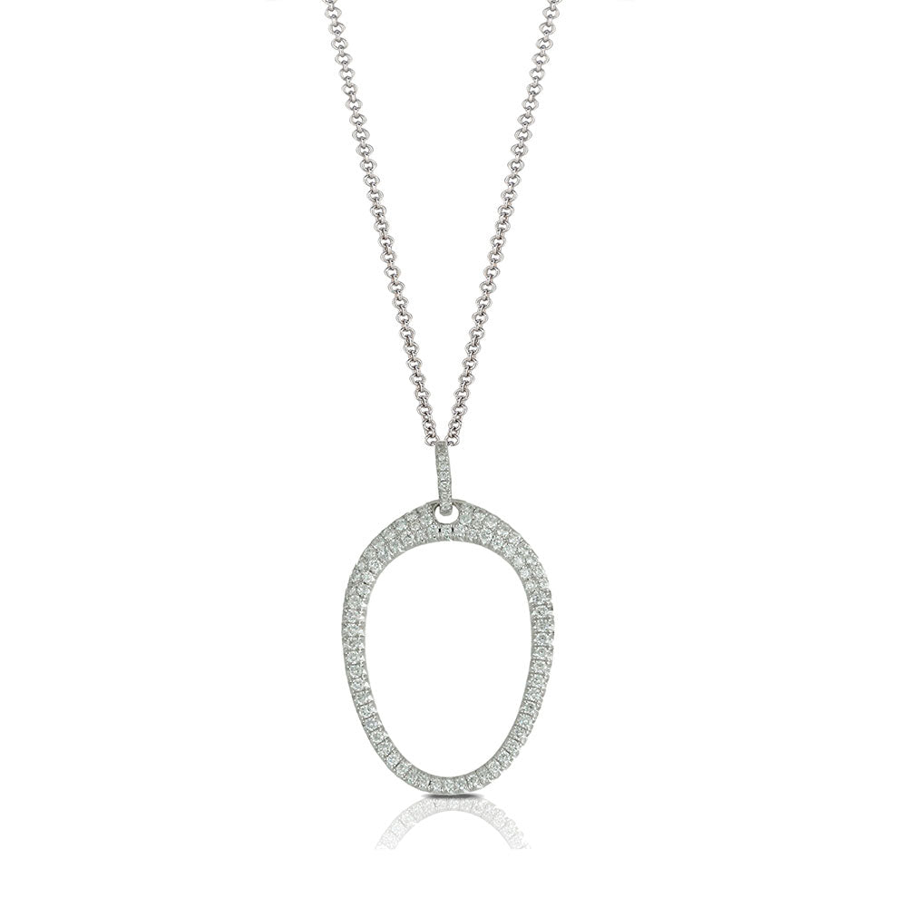 18K Pave Diamond Oval Pendant image 0