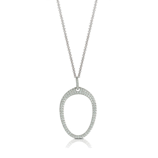 18K Pave Diamond Oval Pendant image 0