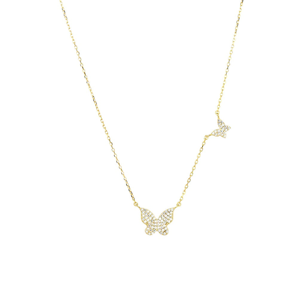 Sterling Double Butterfly Necklace | Gold image 0