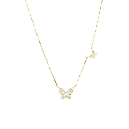 Sterling Double Butterfly Necklace | Gold image 0