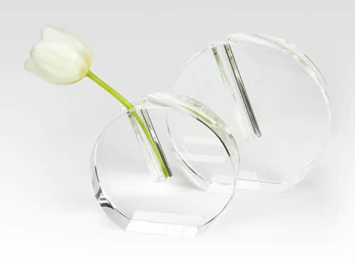 Crystal Round Flat Bud Vase - Clear image