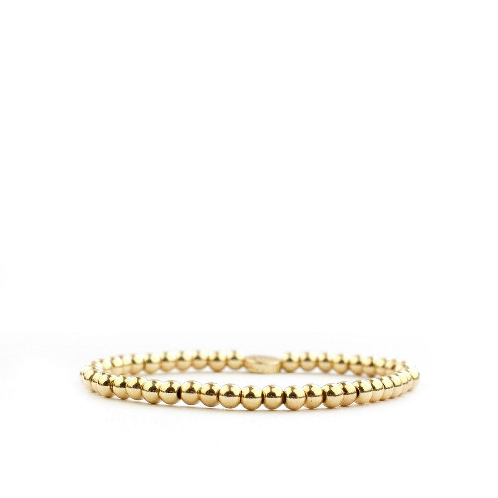4 mm Brass Beaded Ball Bracelet | Gold image 0