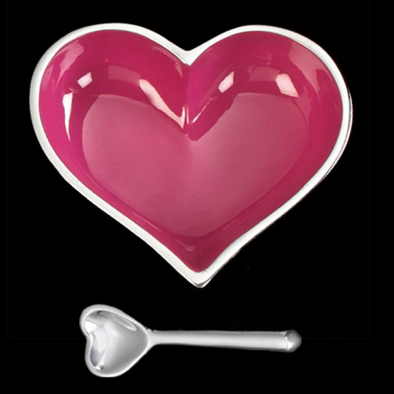 Heart Dish with Spoon - Hot Pink image