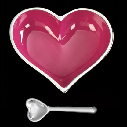 Heart Dish with Spoon - Hot Pink image