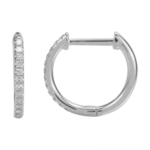 14k White Gold Diamond Huggie Earrings image 0