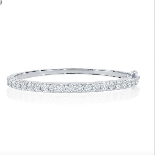 14k White Gold Diamond Bangle image 0